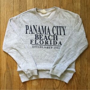 1995 Panama City Beach Florida Crewneck Sweatshirt - Light Gray with Navy Text